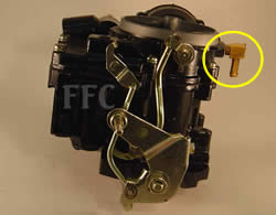 Picture of Y38-4A 2 barrel MerCarb marine carburetor with linkage bolted on shaft