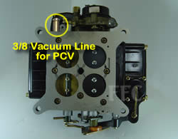 Picture of Y41-1ST four barrel Holley Model 4160 marine carburetor with 3/8 vacuum line for PCV