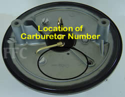 Picture of location of carburetor number on Volvo Penta Solex 44PA1
