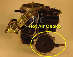 Picture of Y39-5 2 barrel Rochester marine carburetor with hot air choke located at bottom of carburetor
