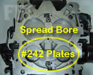 Picture of Y41-3 four barrel Holley Model 4175 650 CFM spread bore configuration and the #242 plates